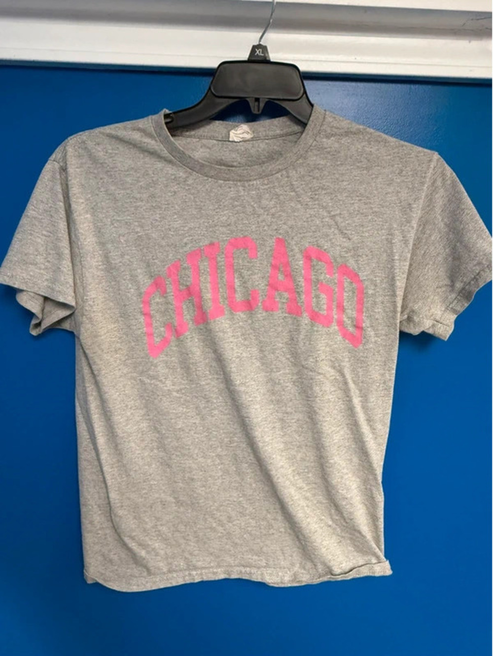 Vintage Style Pink Chicago Graphic T-Shirt Medium Heather Grey Hanes